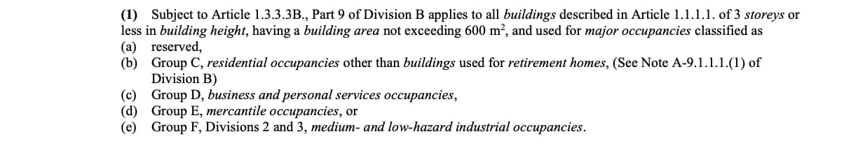 Evidence crop for OBC-ERR-002: Note A-9.1.1.1.(1) of Division B